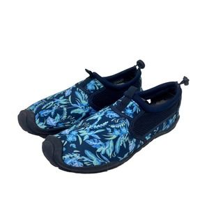 Lands End Water Shoes Women's Sz 7 Navy Floral 2400:J.7.1